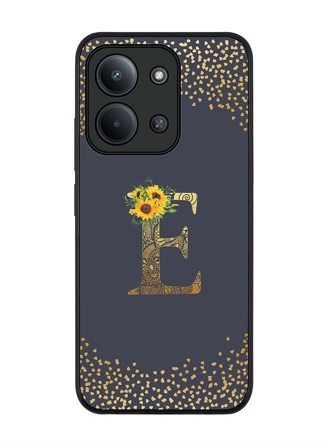 For Xiaomi Poco C85 4G Case,Slim fit Camera Protection, Shockproof Thin Phone cover  - Custom Floral Monogram - E  (Grey )
